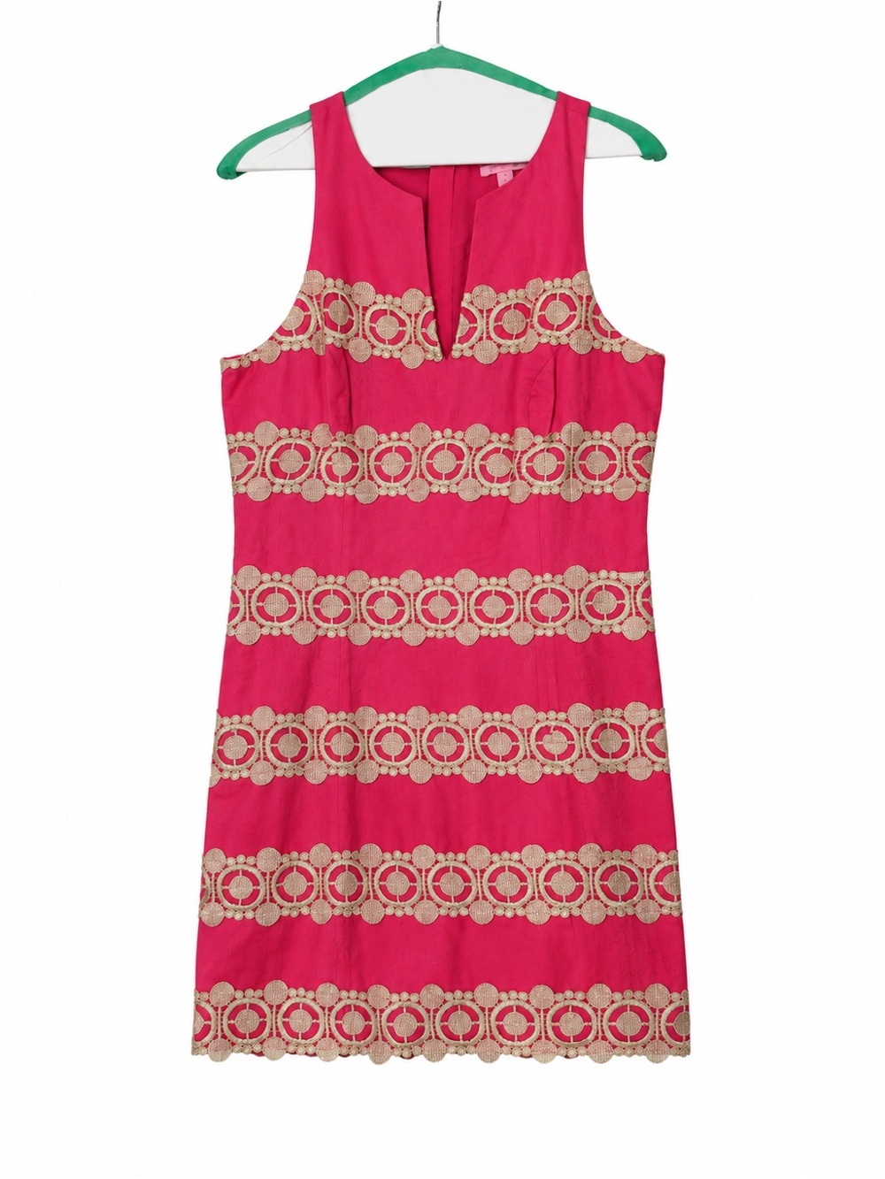 Lilly Pulitzer Hot Pink Dress with Gold Embroidery